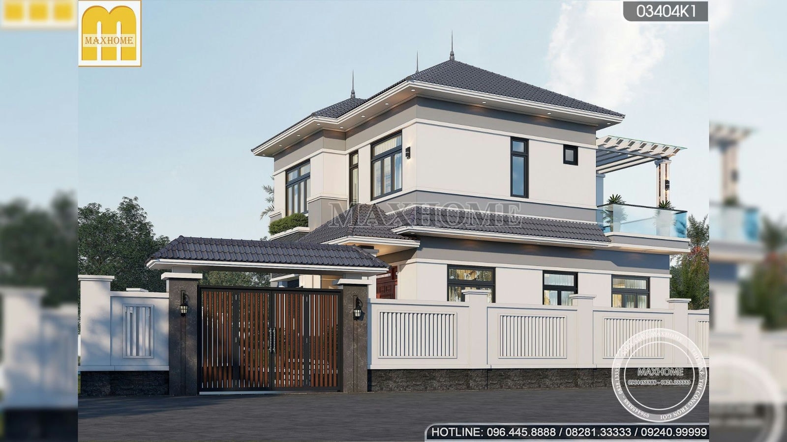 Mẫu nhà mái Nhật 2 tầng đẹp lung linh hiện đại 4 phòng ngủ tiện nghi | MH01873