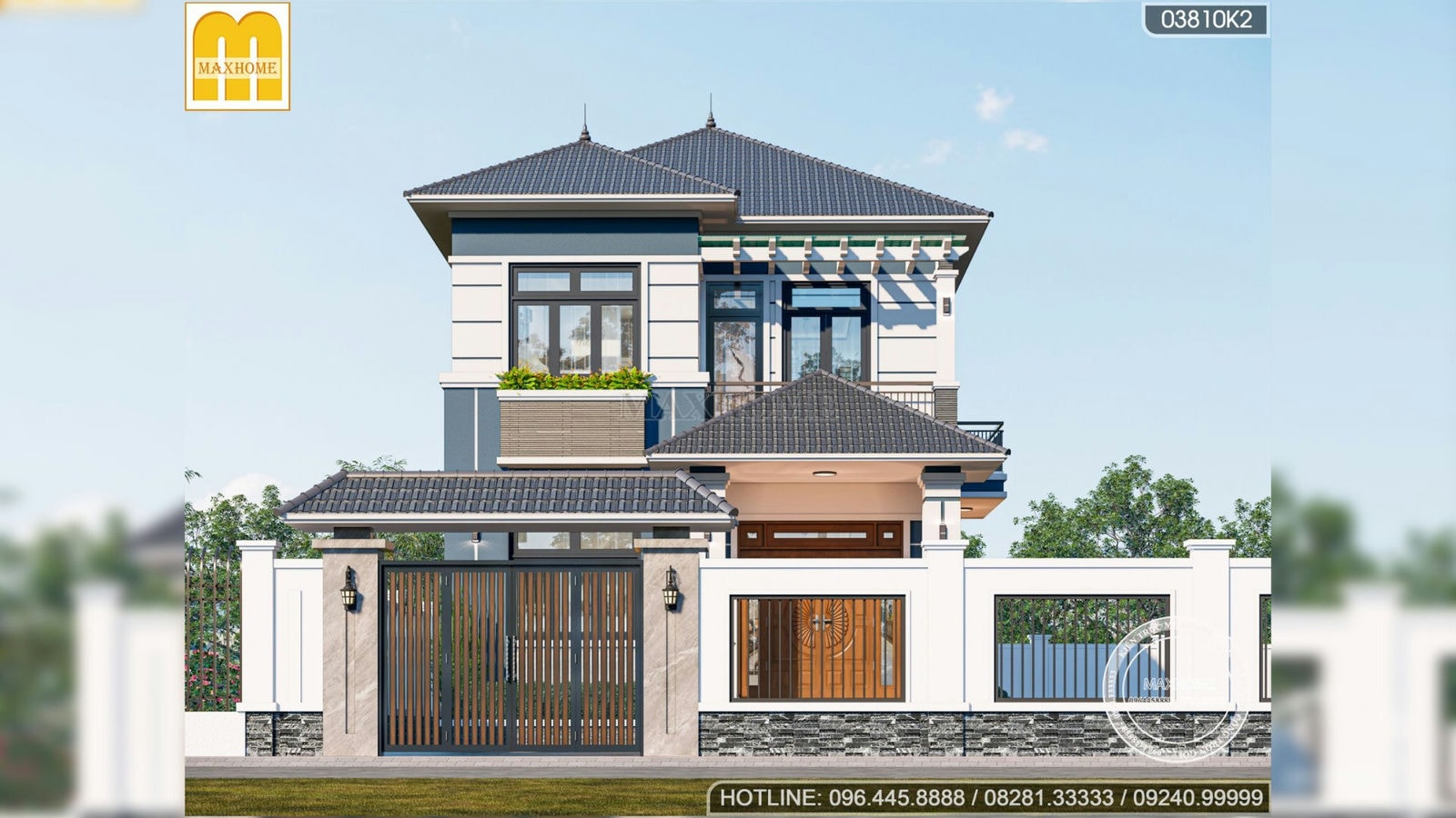 Mẫu nhà mái Nhật 2 tầng đẹp tinh tế với thiết kế hiện đại | MH02527