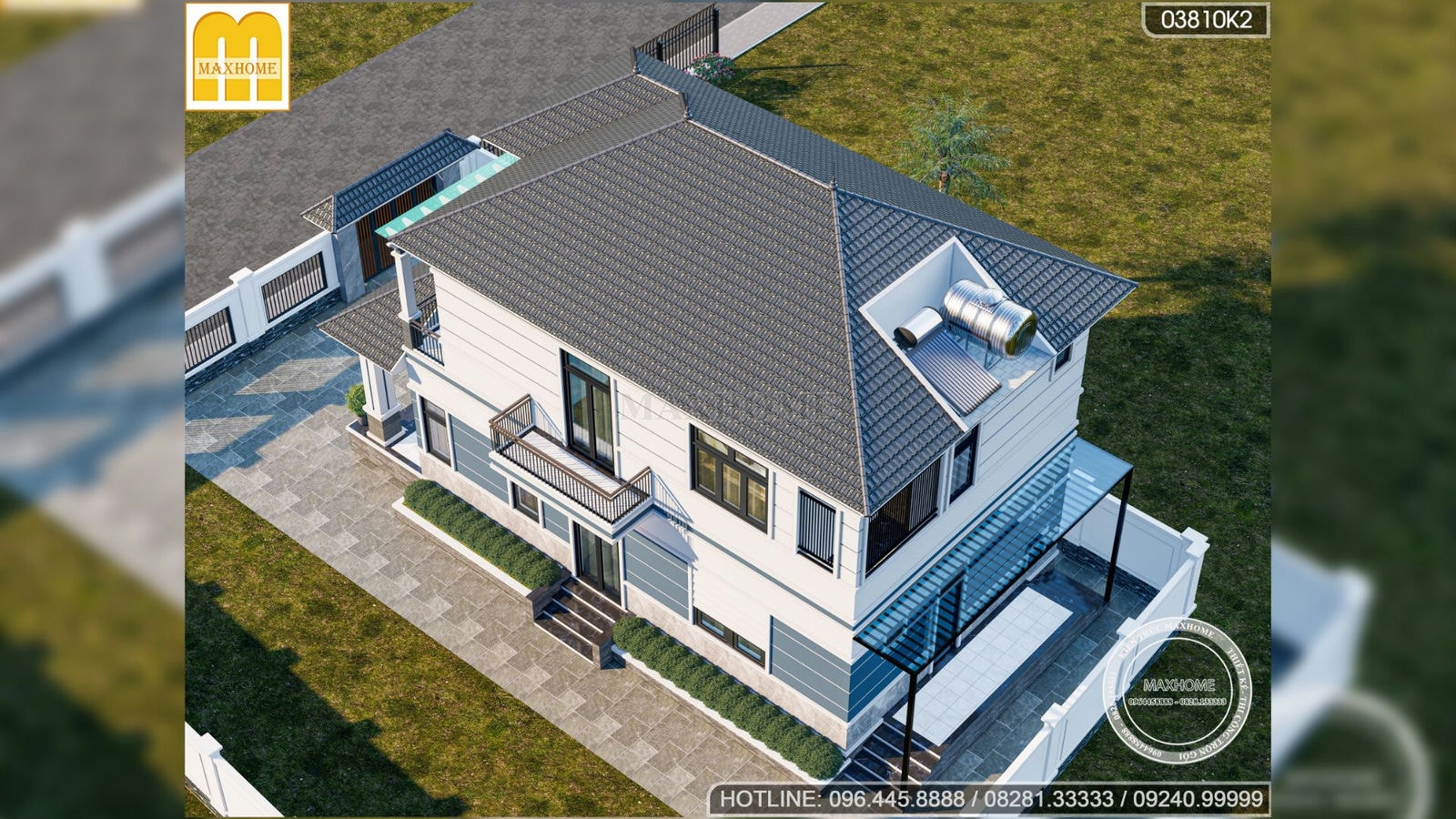 Mẫu nhà mái Nhật 2 tầng đẹp tinh tế với thiết kế hiện đại | MH02527