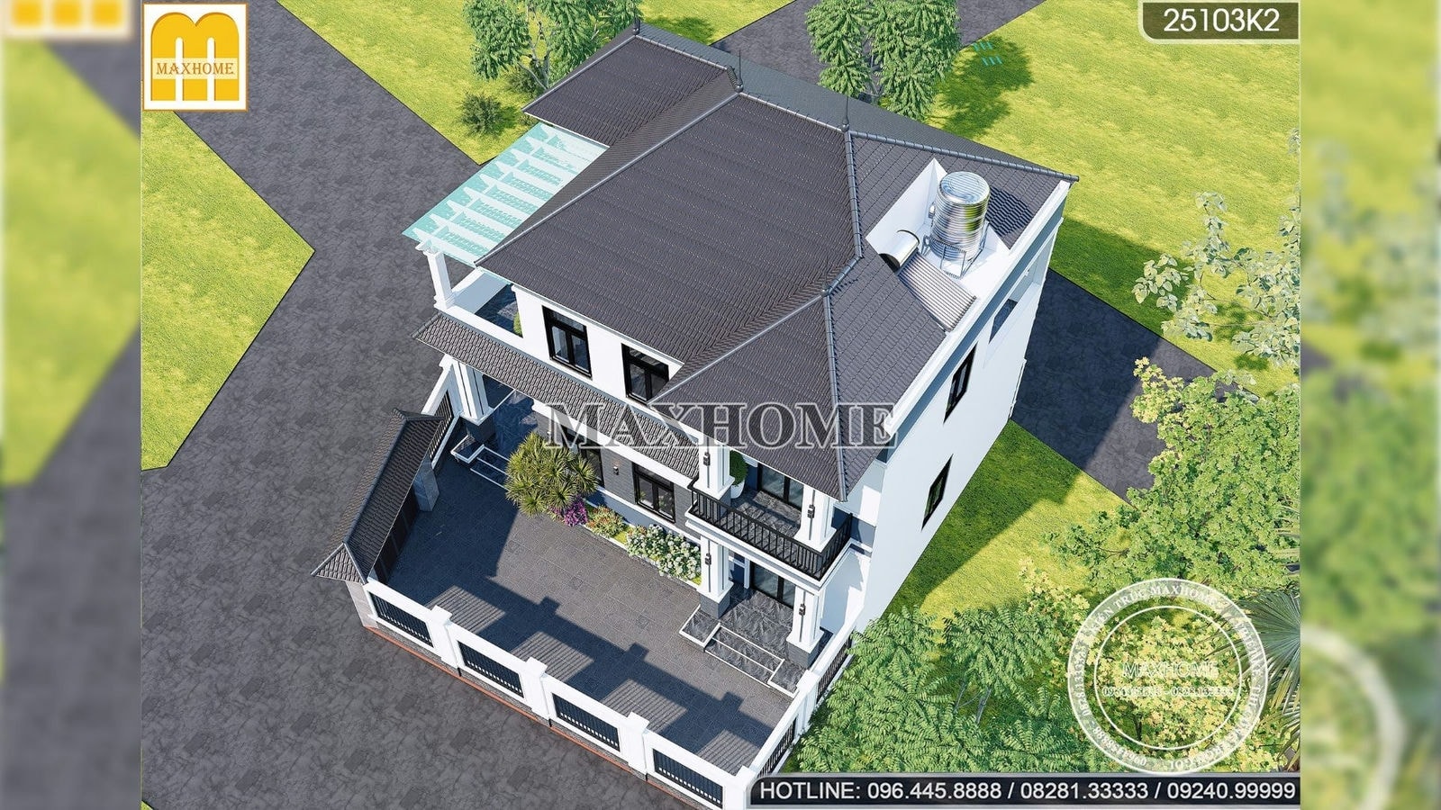 Mẫu nhà mái Nhật với thiết kế trẻ trung, hiện đại tại Hà Nội | MH01127