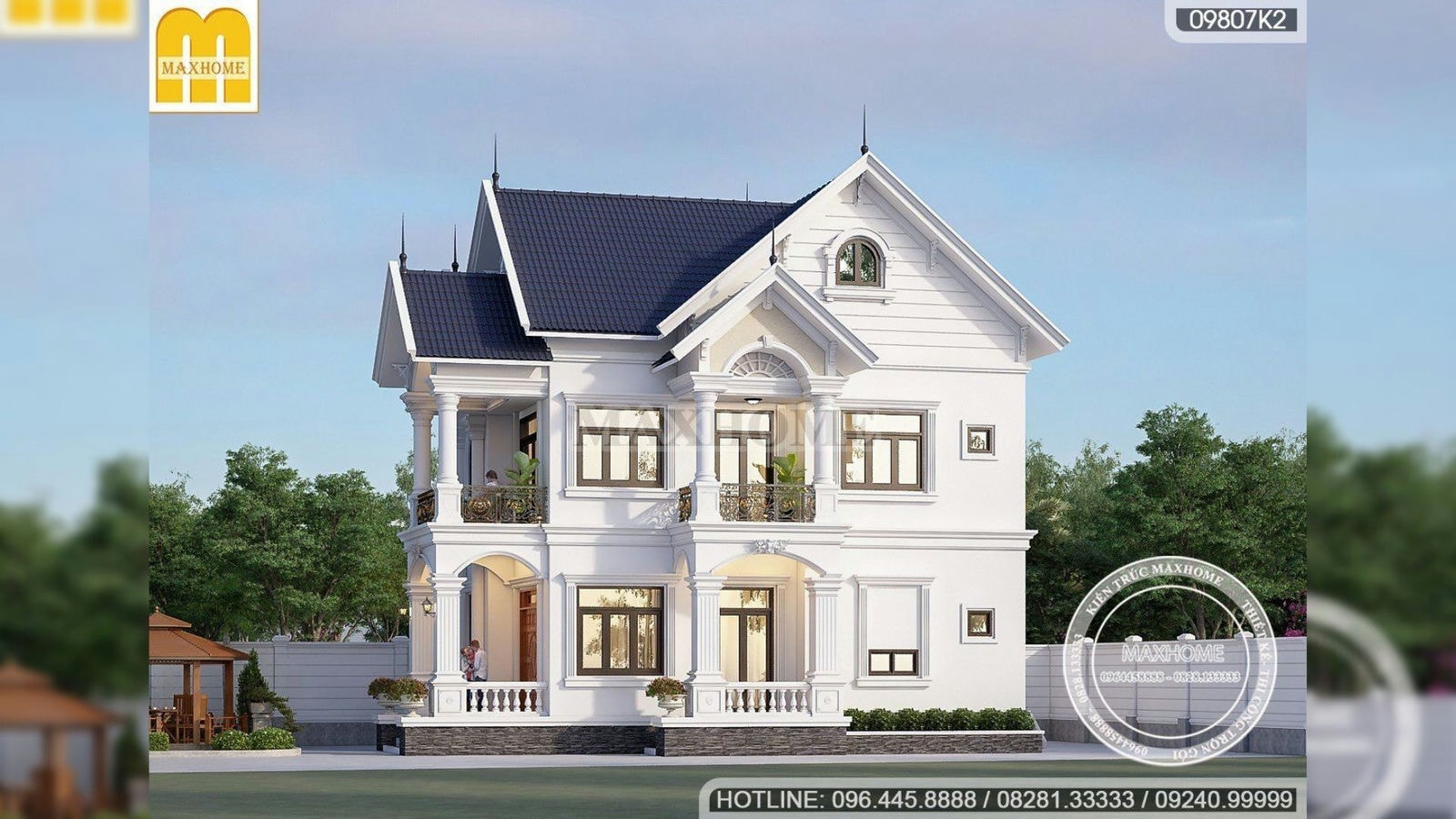 Mẫu nhà mái Thái 2 tầng tân cổ điển mặt tiền 10m quá đẹp ở Nam Định | MH02291