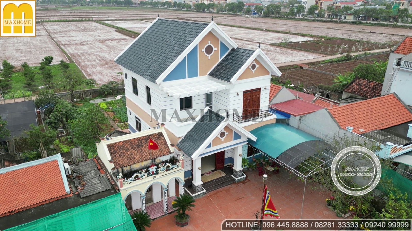 Mẫu nhà mái Thái nguy nga, tráng lệ tại Nam Định với ngoại thất bắt mắt