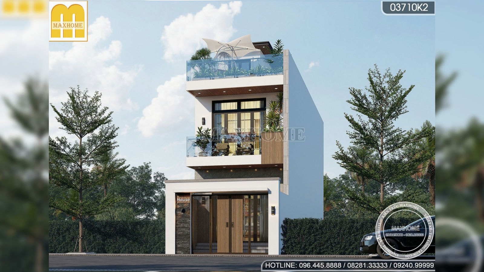 Mẫu nhà phố 2 tầng 1 tum đẹp tinh tế, tiện nghi do Maxhome thiết kế | MH02409