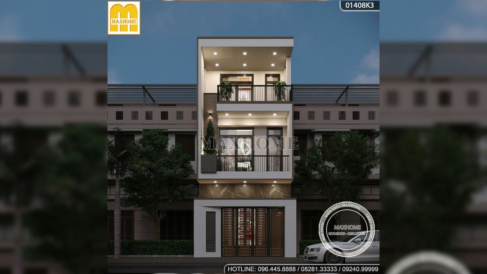 Mẫu nhà phố 2 tầng 1 tum đẹp tinh tế với thiết kế hiện đại | MH02349