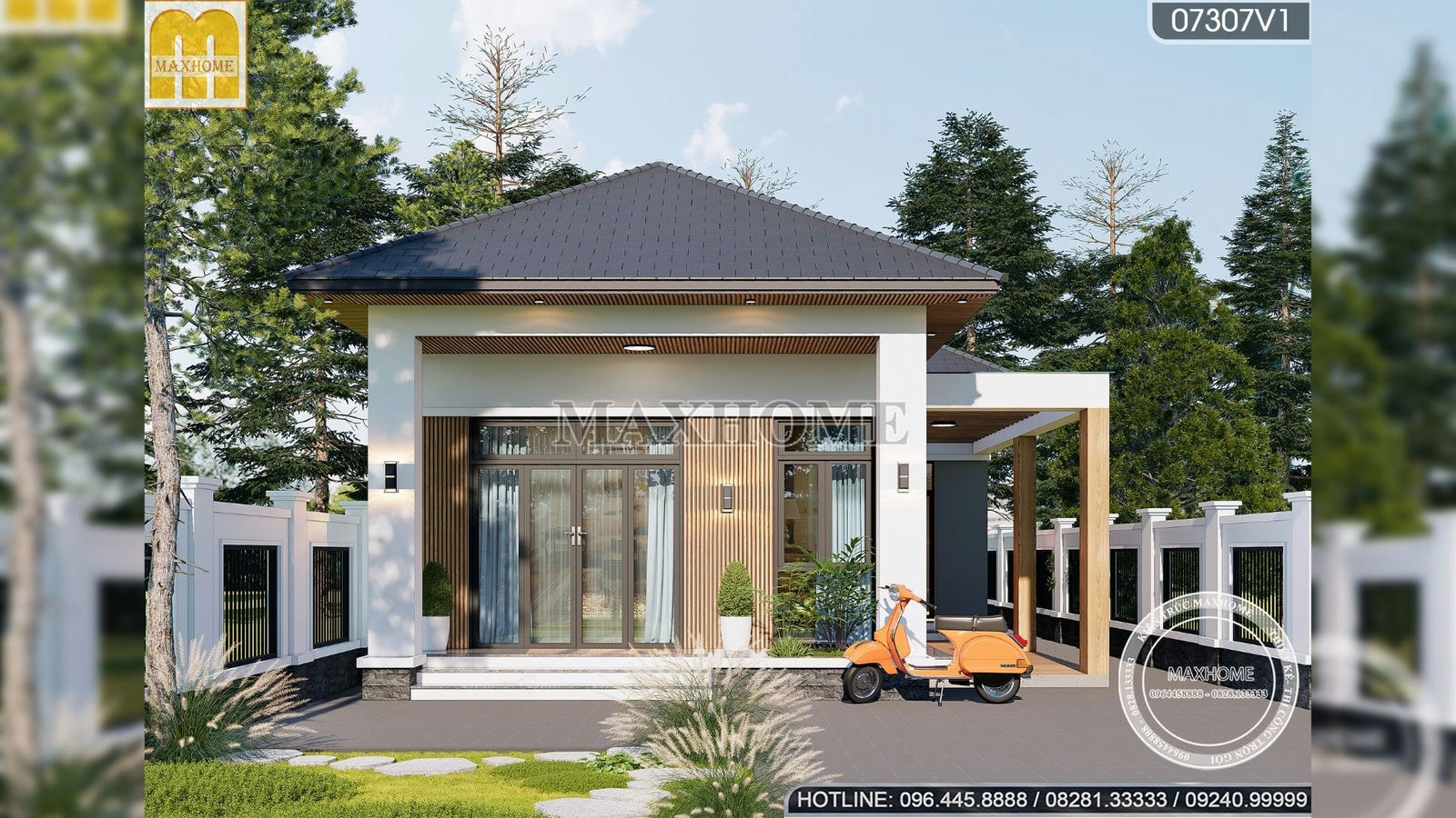 Mẫu nhà vườn mái Nhật cực chất mà giá lại siêu rẻ | MH01303