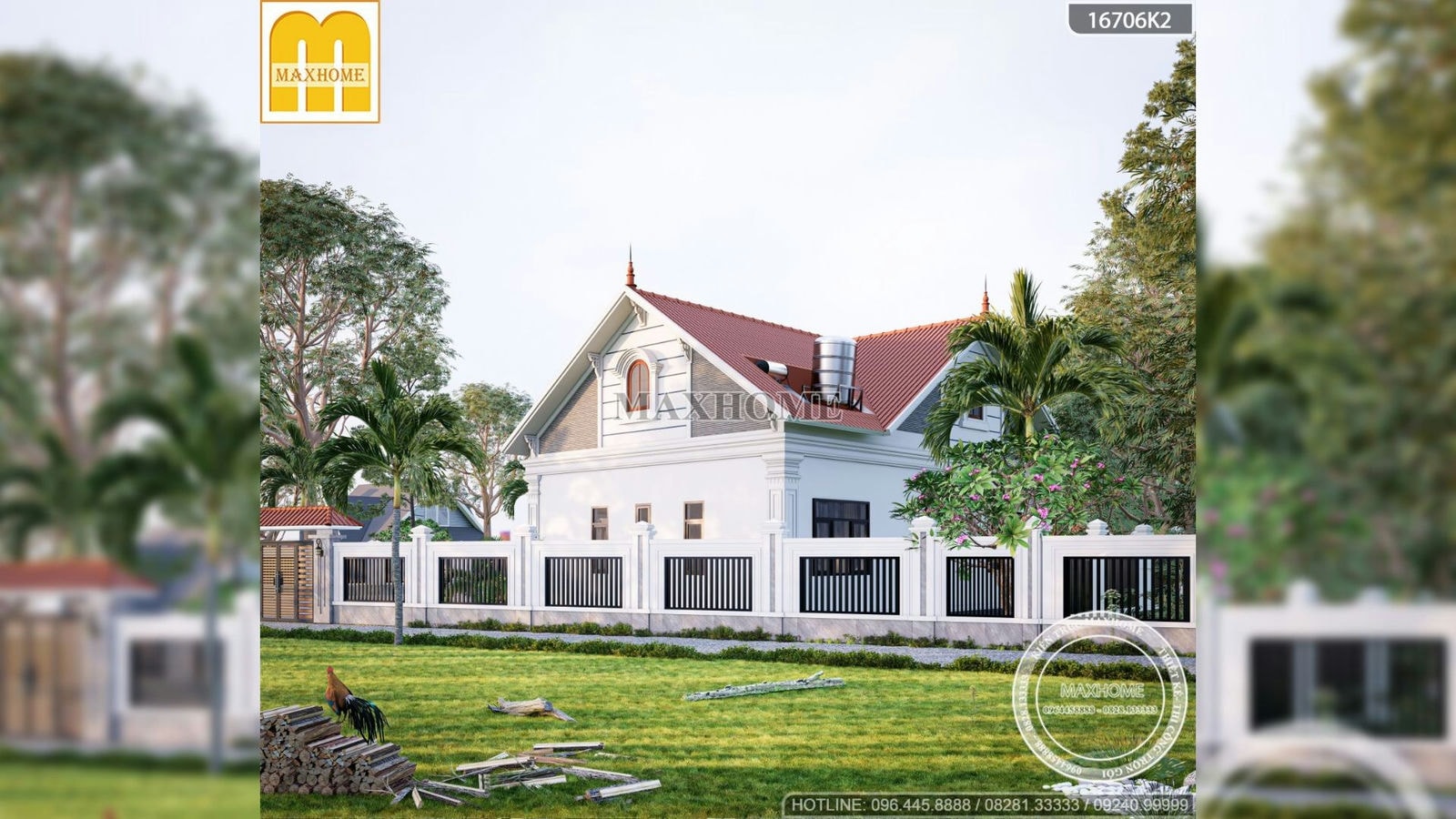 Mẫu nhà vườn mái Thái tân cổ ở nông thôn giá siêu rẻ | MH01323