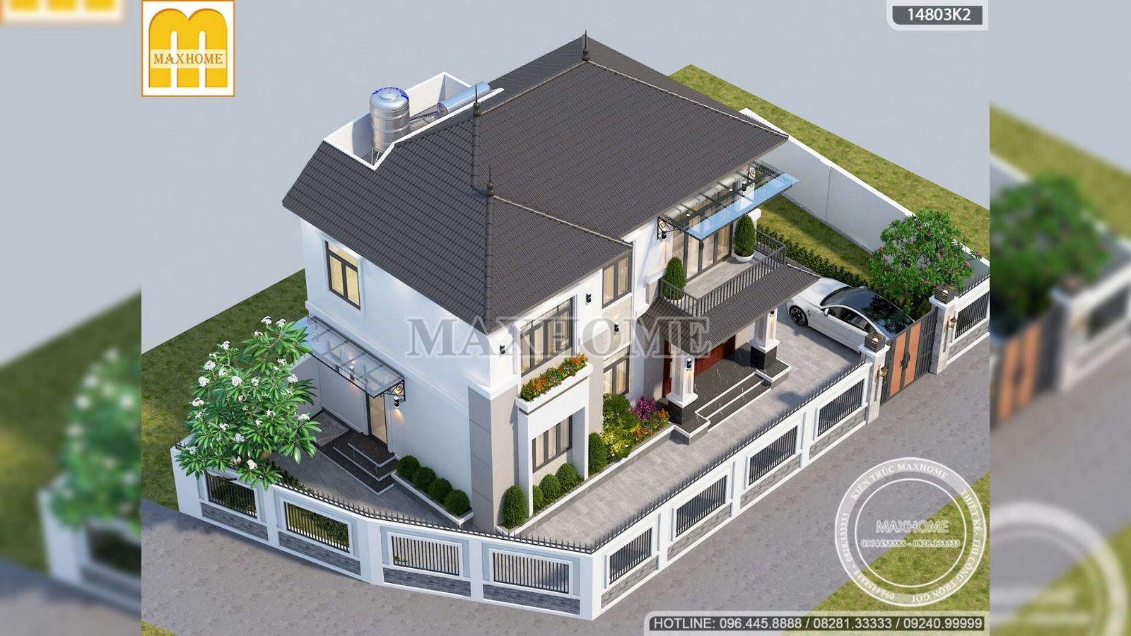 Mẫu thiết kế nhà mái Nhật hiện đại 9,3 x 12,2m tại Bắc Giang | MH01885