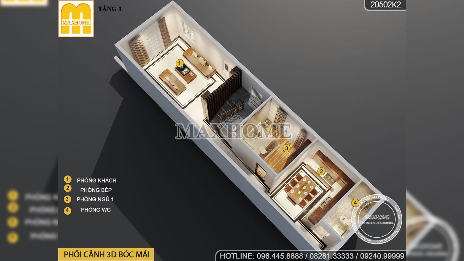 Mẫu thiết kế nhà phố 5x20m 2 tầng 1 tum với giá siêu rẻ | MH01935