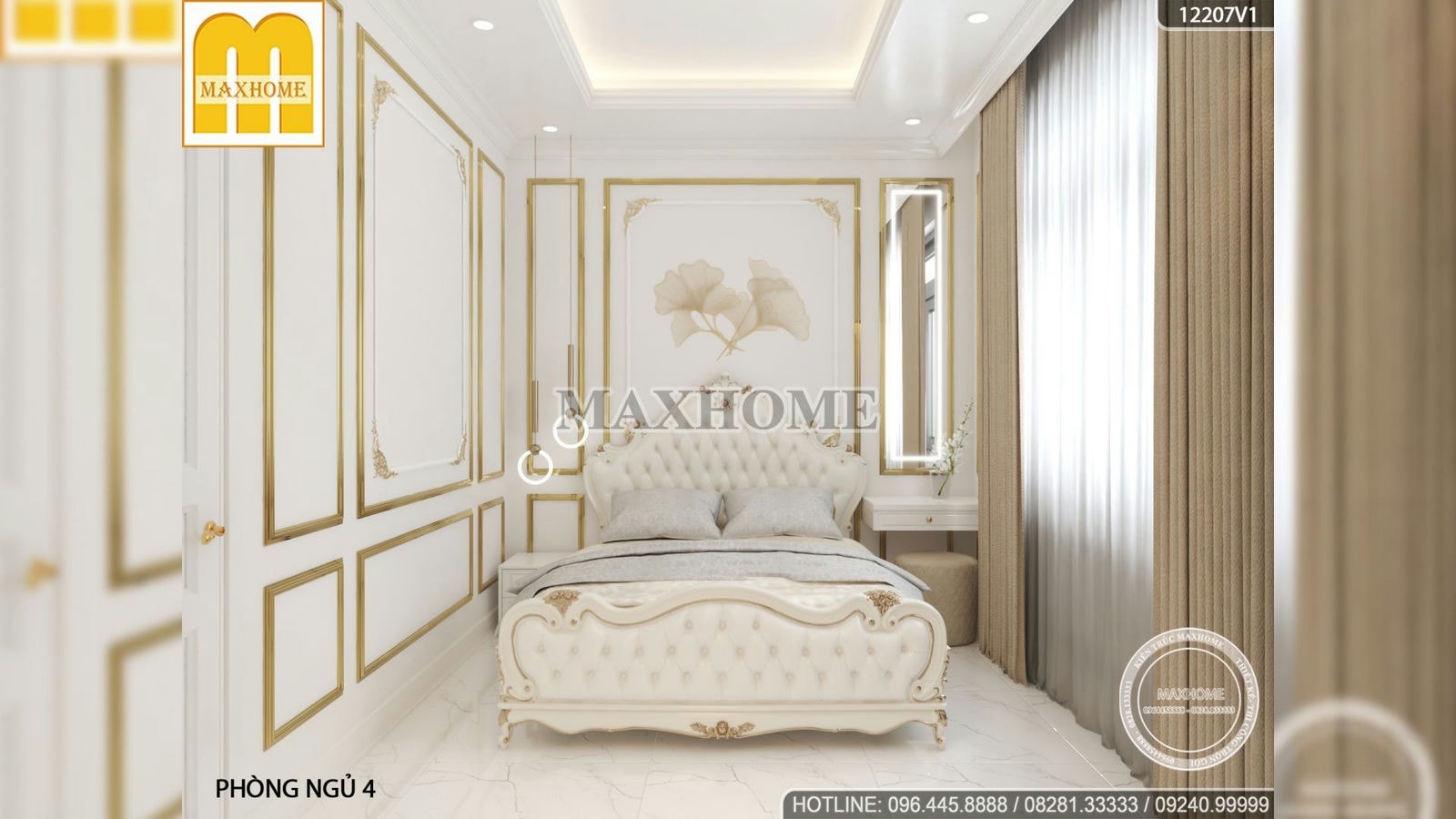 Mẫu thiết kế nội thất cho nhà cấp 4 tân cổ điển mái Nhật siêu sang trọng | MH02143