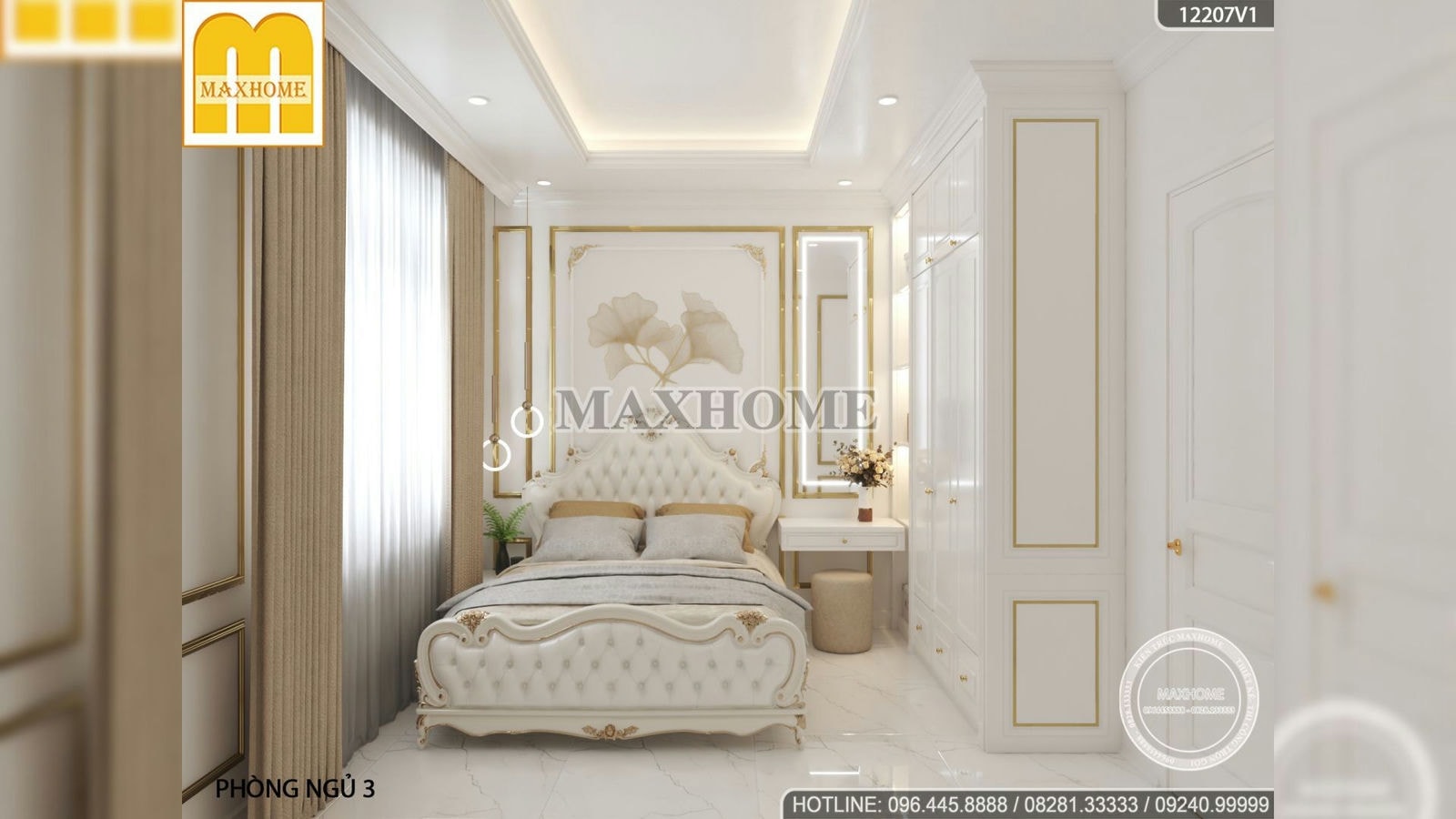 Mẫu thiết kế nội thất cho nhà cấp 4 tân cổ điển mái Nhật siêu sang trọng | MH02143