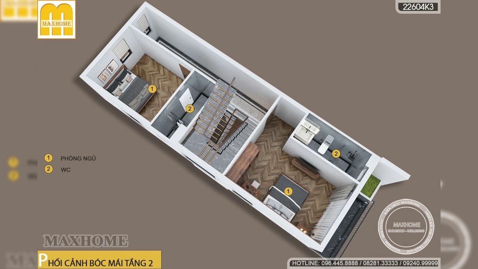 Maxhome thiết kế nhà lô phố 5x15m 4 phòng ngủ thoáng mát | MH02287