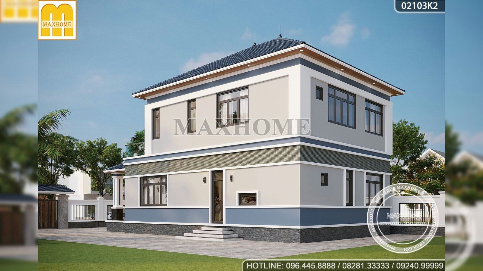 Maxhome thiết kế nhà mái Nhật 2 tầng hiện đại tại Hưng Yên | MH01691
