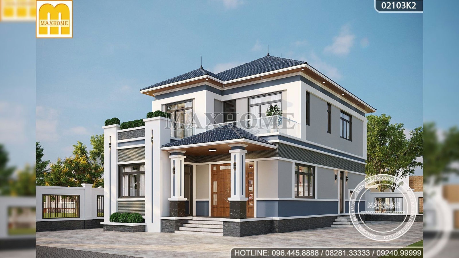 Maxhome thiết kế nhà mái Nhật 2 tầng hiện đại tại Hưng Yên | MH01691