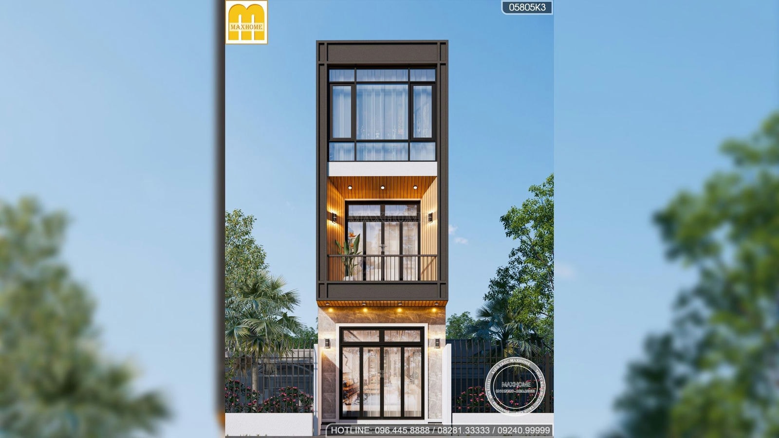 Maxhome thiết kế nhà phố 3 tầng 3 phòng ngủ đẹp ở Hà Nội | MH02223