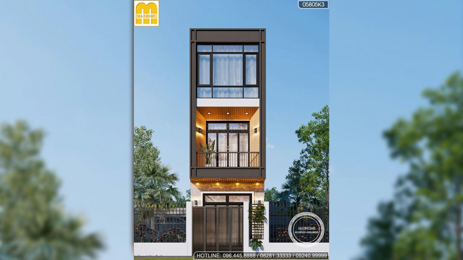 Maxhome thiết kế nhà phố 3 tầng 3 phòng ngủ đẹp ở Hà Nội | MH02223