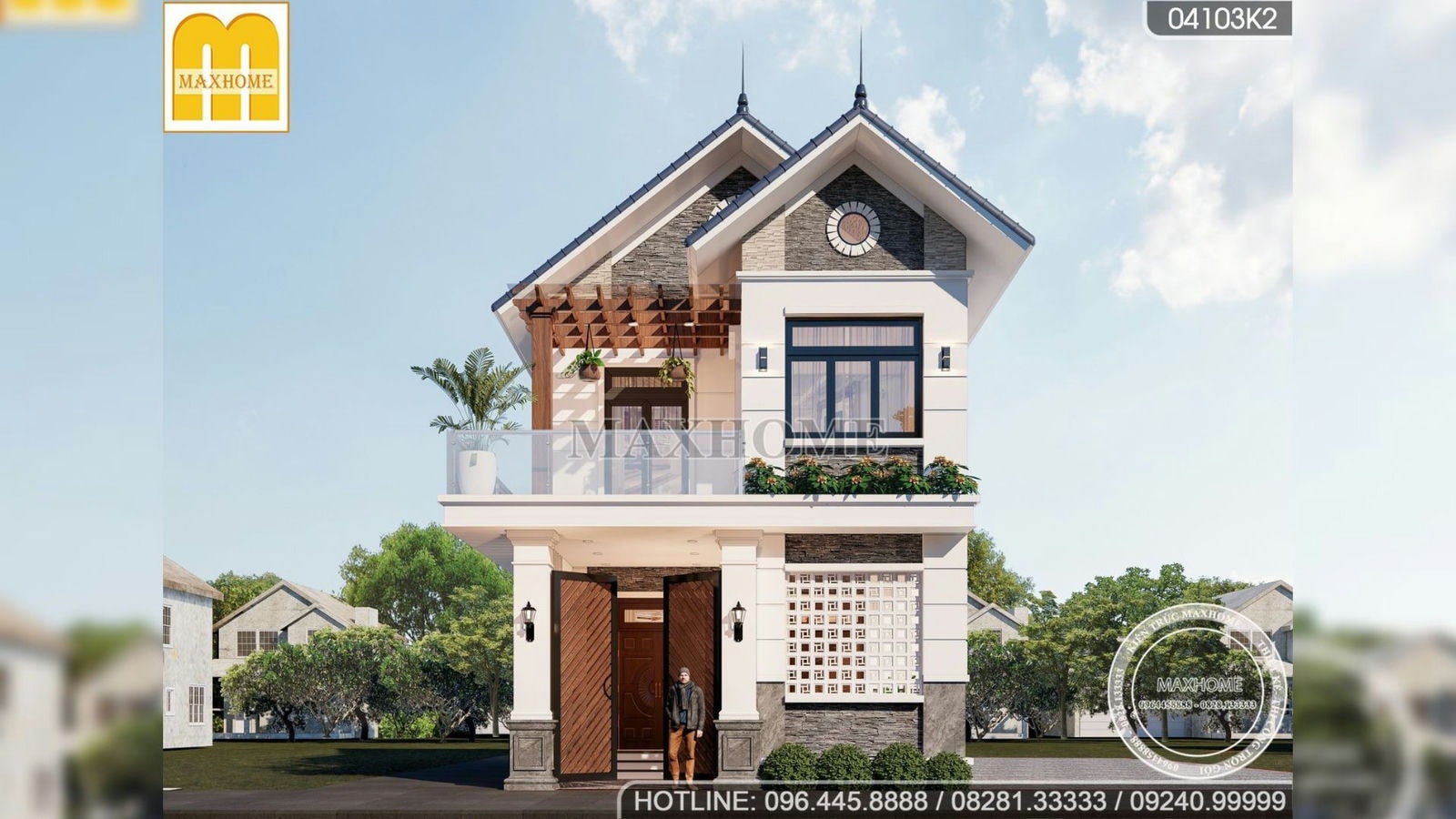 Mê đắm trước vẻ đẹp lung linh của mẫu nhà mái Thái 2 tầng do Maxhome thiết kế | MH02105