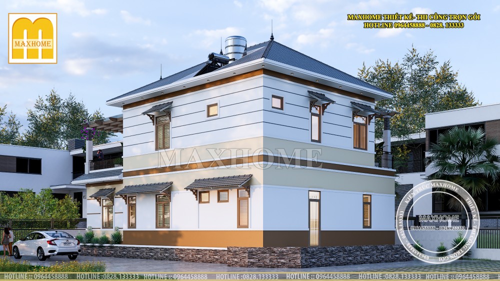 Mức đầu tư hợp lý cho biệt thự mái Nhật 2 tầng đẹp lung linh | MH00287