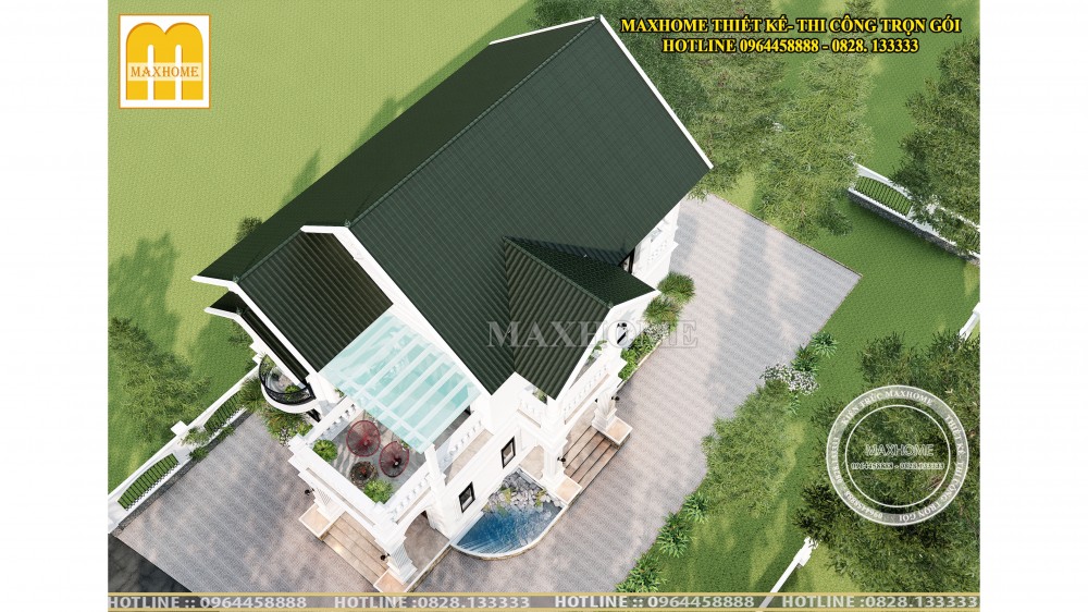Mẫu nhà tân cổ hai tầng mái Thái dành cho ai thích sự bề thế | MH00439