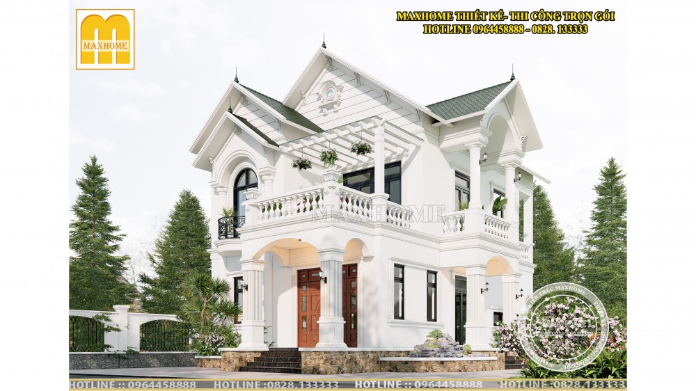 Mẫu nhà tân cổ hai tầng mái Thái dành cho ai thích sự bề thế | MH00439