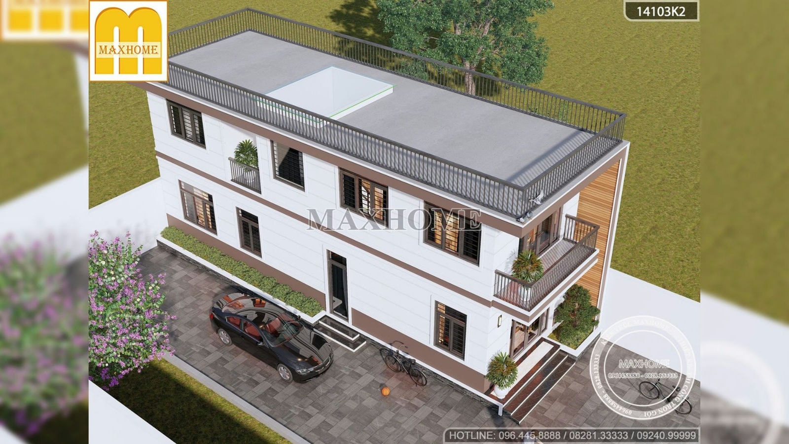 Ngắm nhìn mẫu nhà 2 tầng mái bằng hiện đại được ưa thích nhất 2023 | MH02148
