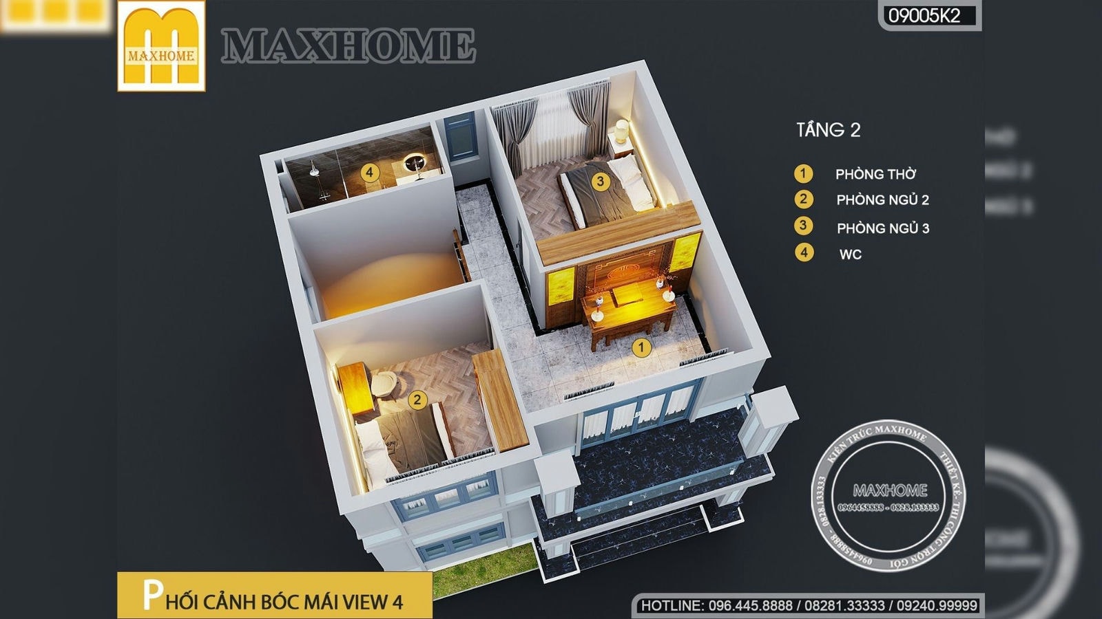 Nhà 2 tầng 3 phòng ngủ nhỏ xinh với chi phí chỉ từ 1,3 tỷ đồng | MH02051