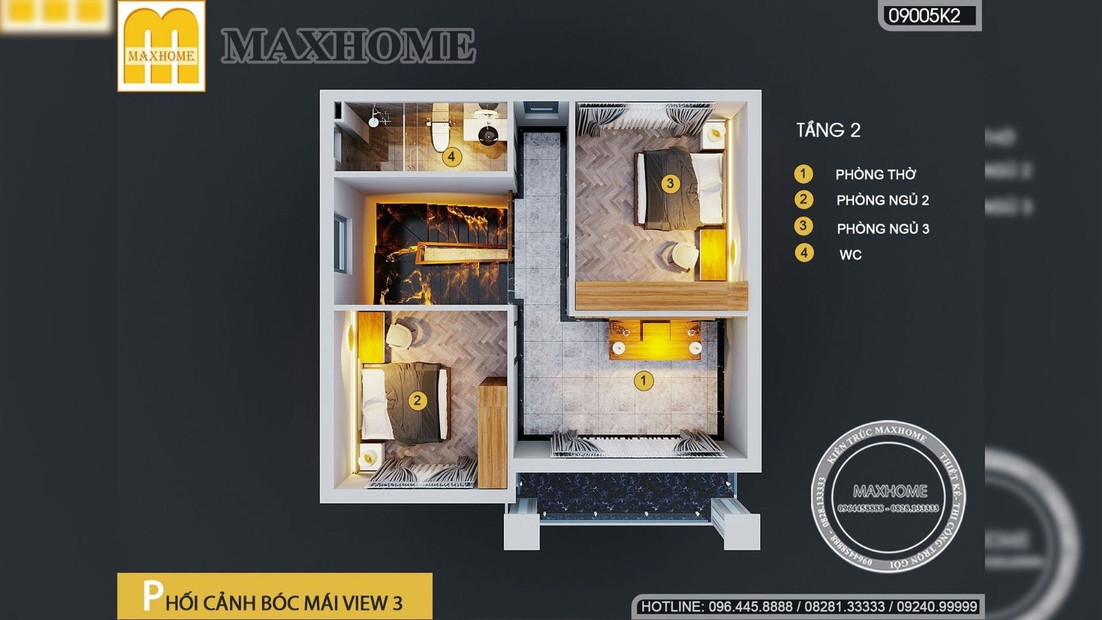 Nhà 2 tầng 3 phòng ngủ nhỏ xinh với chi phí chỉ từ 1,3 tỷ đồng | MH02051