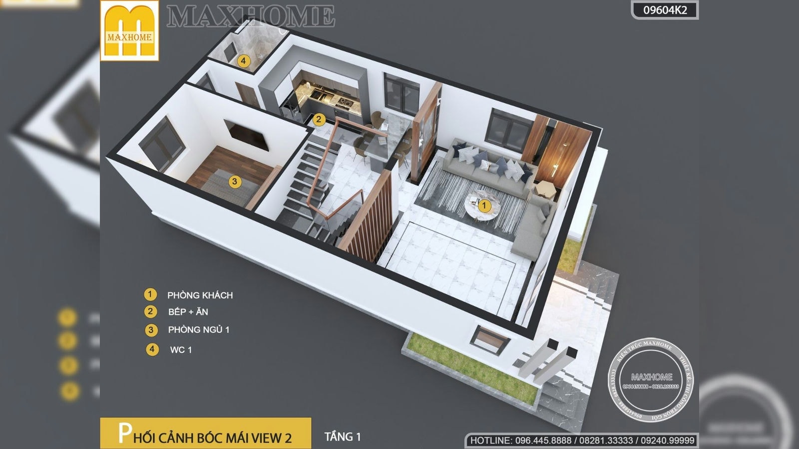 Nhà 2 tầng hiện đại 3 phòng ngủ dành cho đôi vợ chồng trẻ | MH02449
