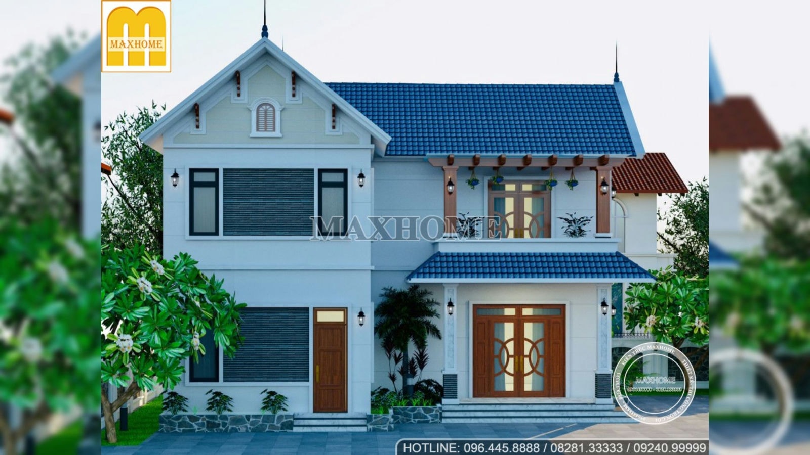 Mẫu nhà 2 tầng mái Thái đẹp chữ L- Mã số: ACHI 23138