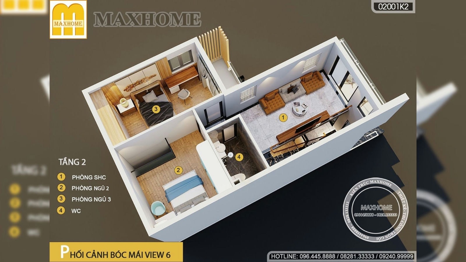 Nhà 2 tầng mái bằng giá rẻ nhất 2023 do Maxhome thiết kế | MH01596