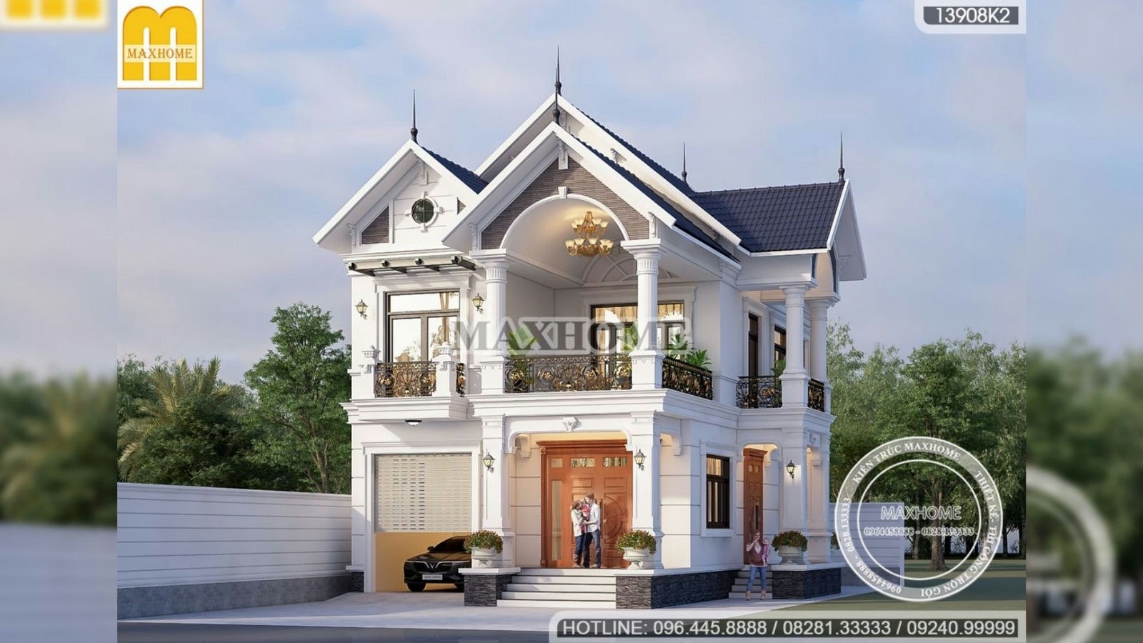 Nhà 2 tầng mái Thái tân cổ điển mặt tiền 8 x 14m tại Hưng Yên | MH01492
