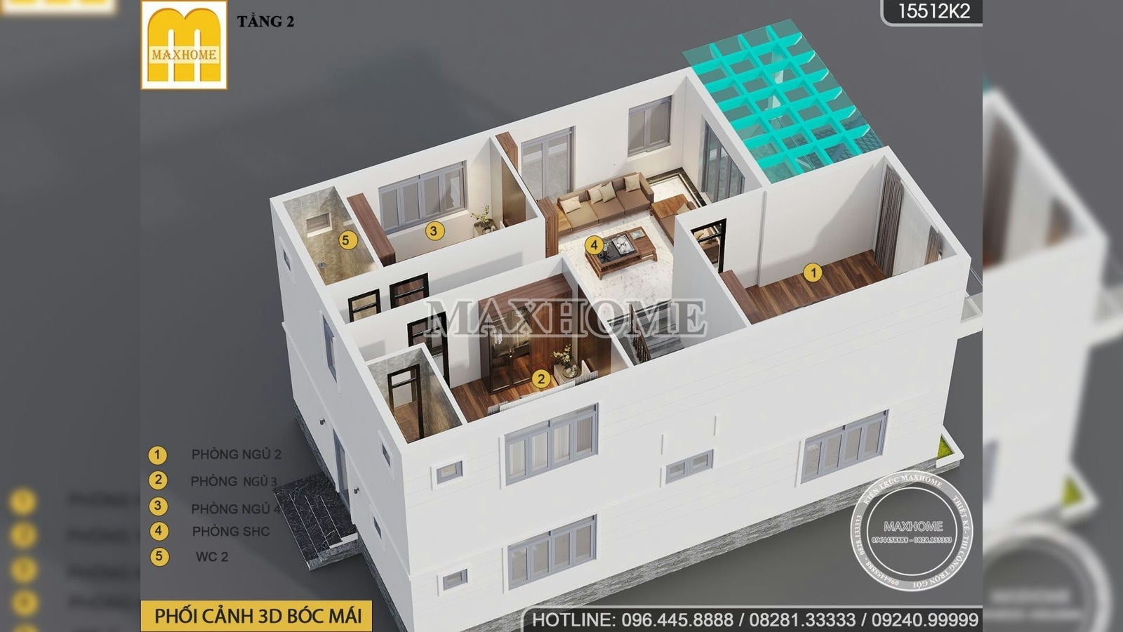 Nhà 2 tầng thiết kế hiện đại công năng 4 phòng ngủ siêu đẹp | MH01824
