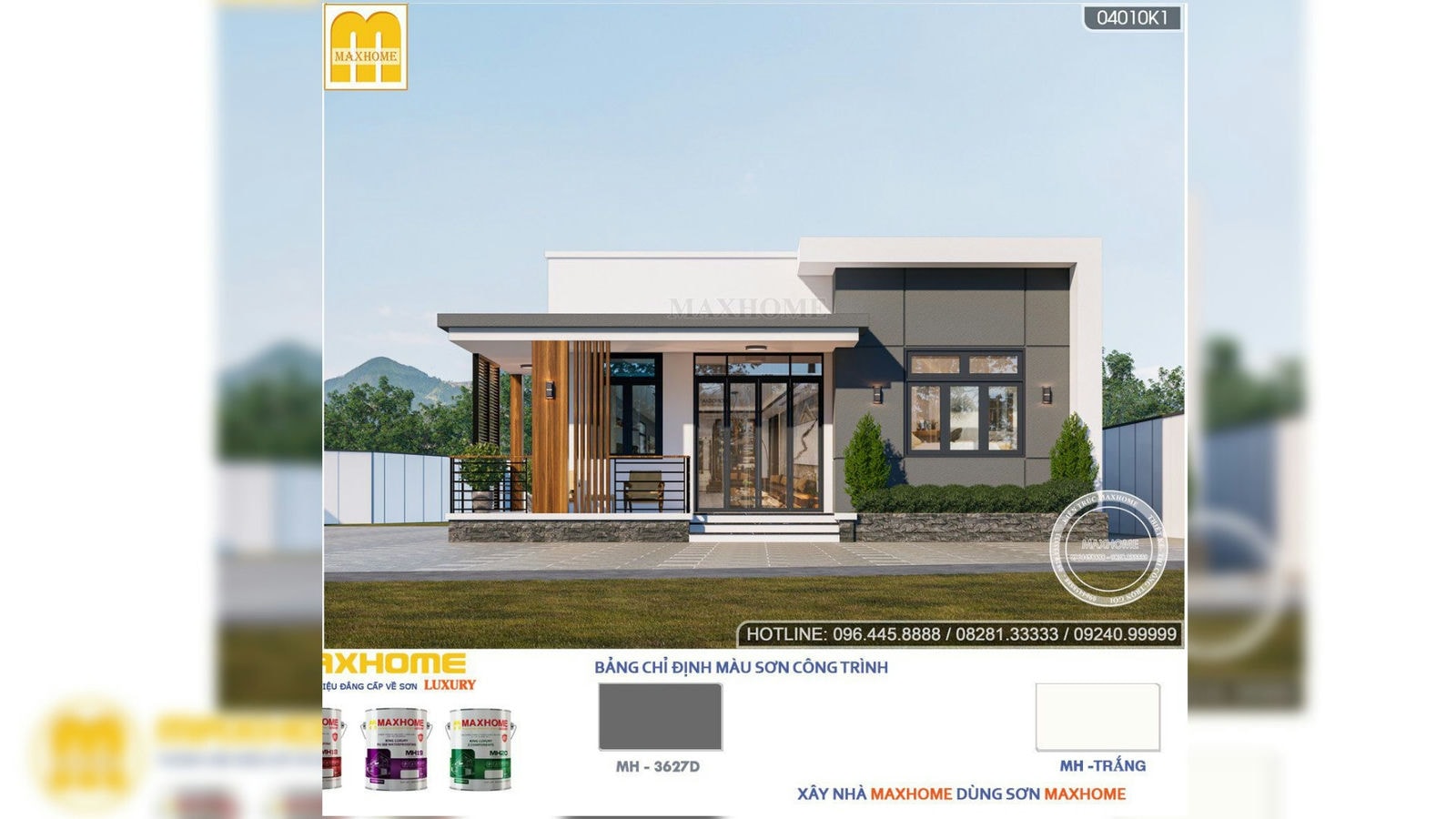 Nhà hiện đại 1 tầng đẹp ấn tượng, chi phí rẻ tại Thanh Hoá | MH02508