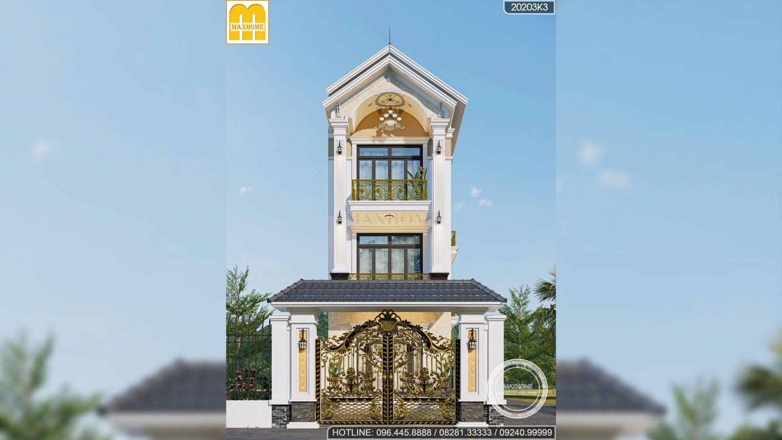 Nhà lô phố 3 tầng mái Thái tân cổ đẹp cuốn hút ở Hải Dương | MH02441
