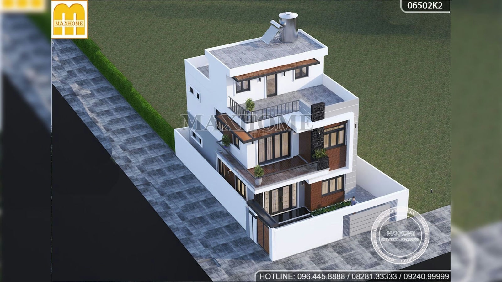 Quá đẹp với mẫu nhà phố mái bằng 2 tầng 1 tum do Maxhome thiết kế I MH01713