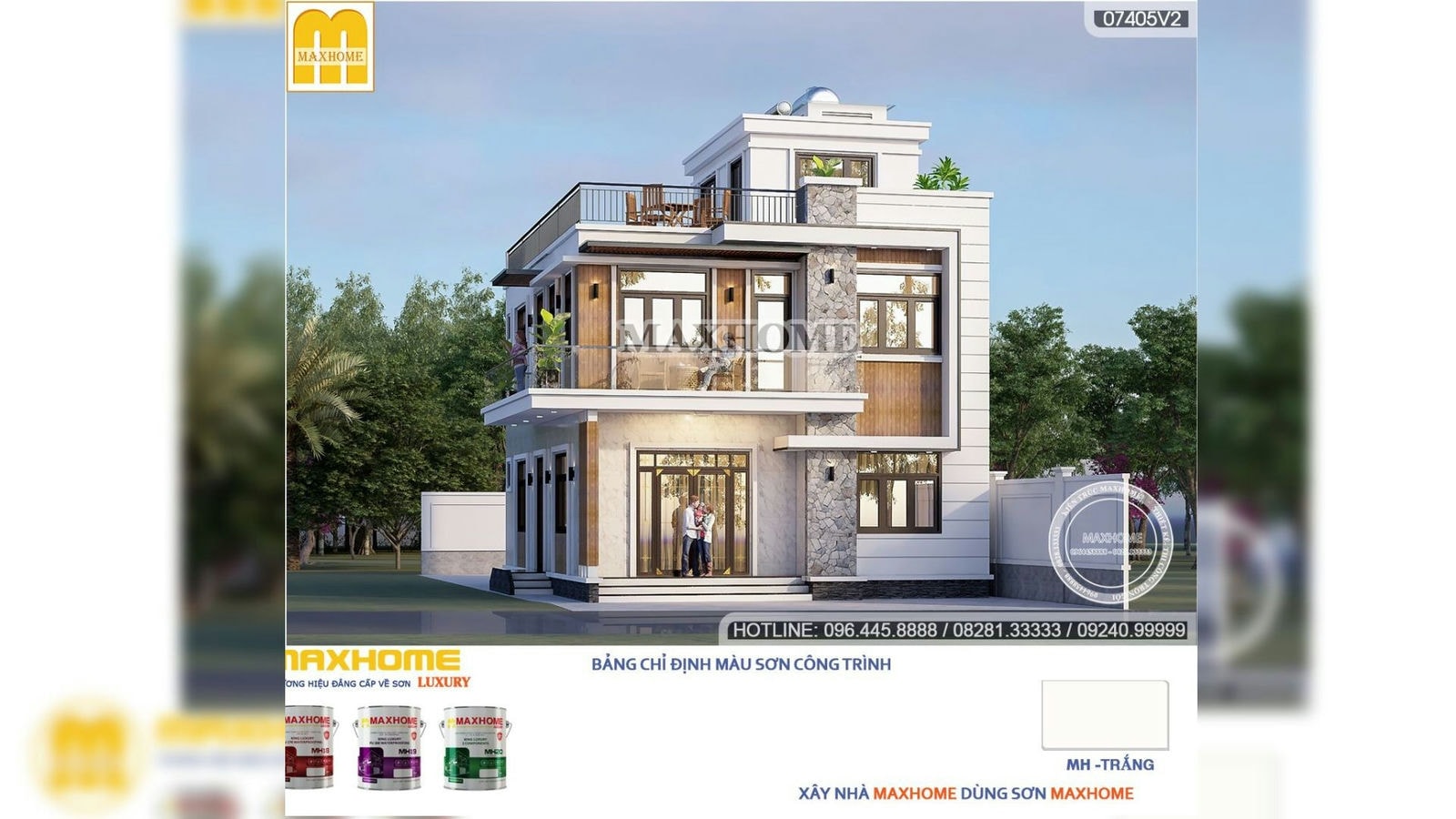 Siêu HOT! Nhà hiện đại 2 tầng 1 tum quá đẹp và sang trọng do Maxhome thiết kế | MH02071