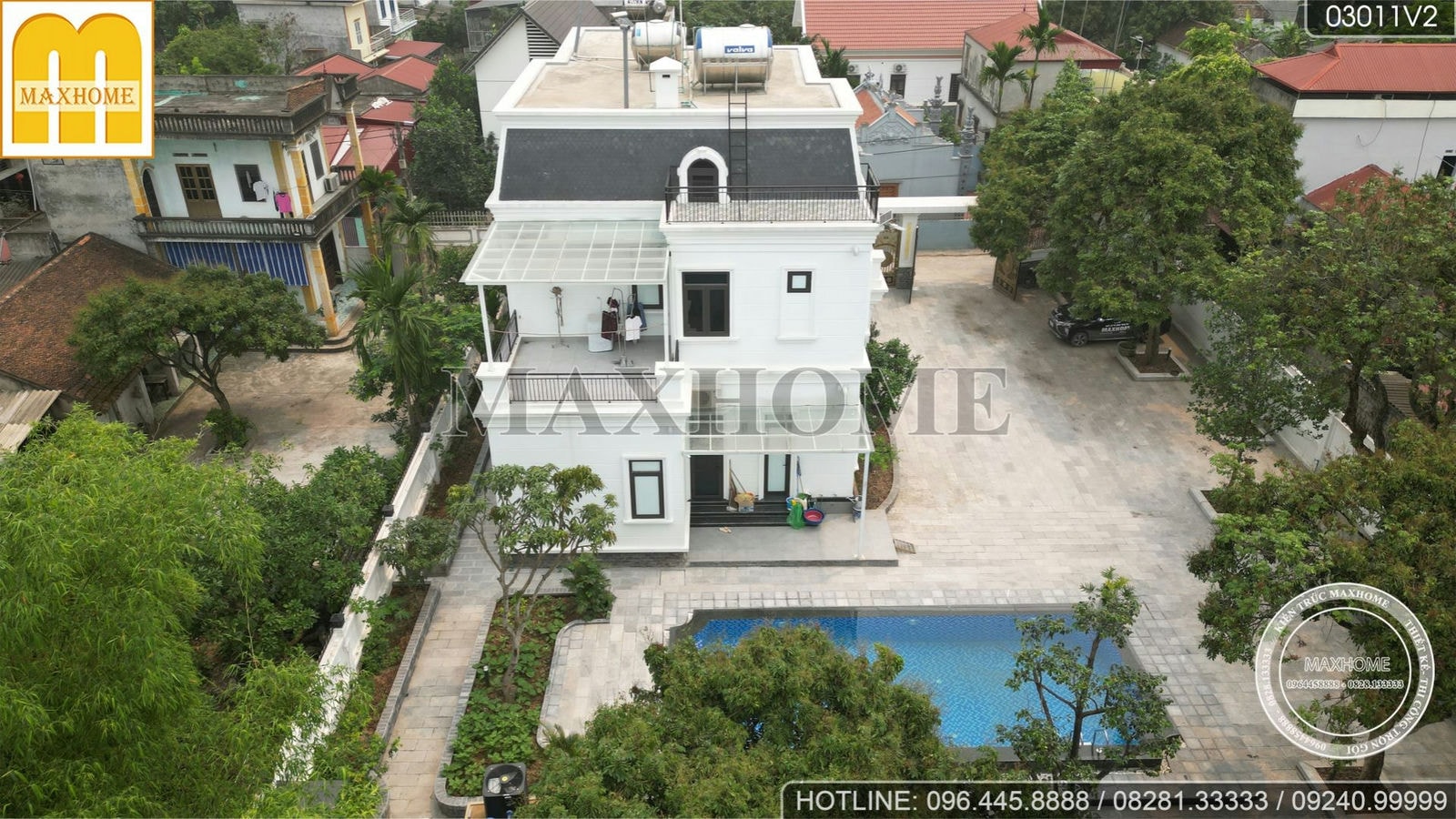Tham quan thực tế biệt thự 2 tầng mái Mansard đẹp ngất trời tại Hà Nội