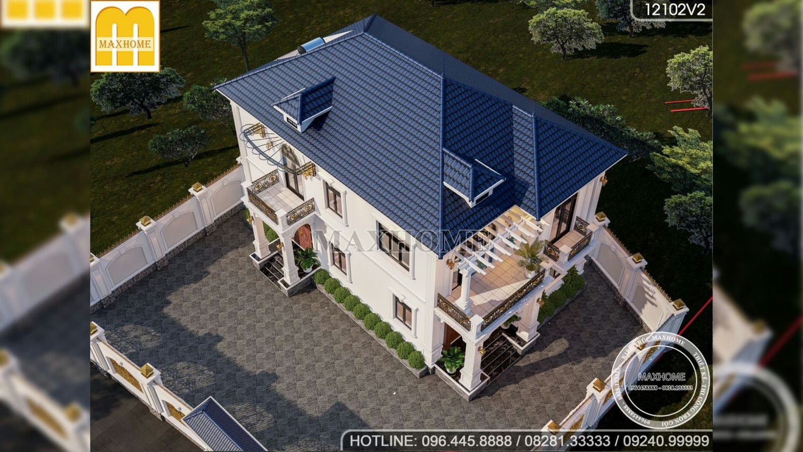 Thiết kế biệt thự mái Nhật 2 tầng tân cổ điển đẹp ấn tượng tại Nghệ An | MH01806