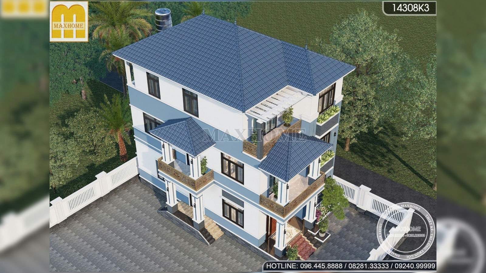 Thiết kế biệt thự mái Nhật 3 tầng đẹp sang trọng, đẳng cấp vạn người mê | MH02376