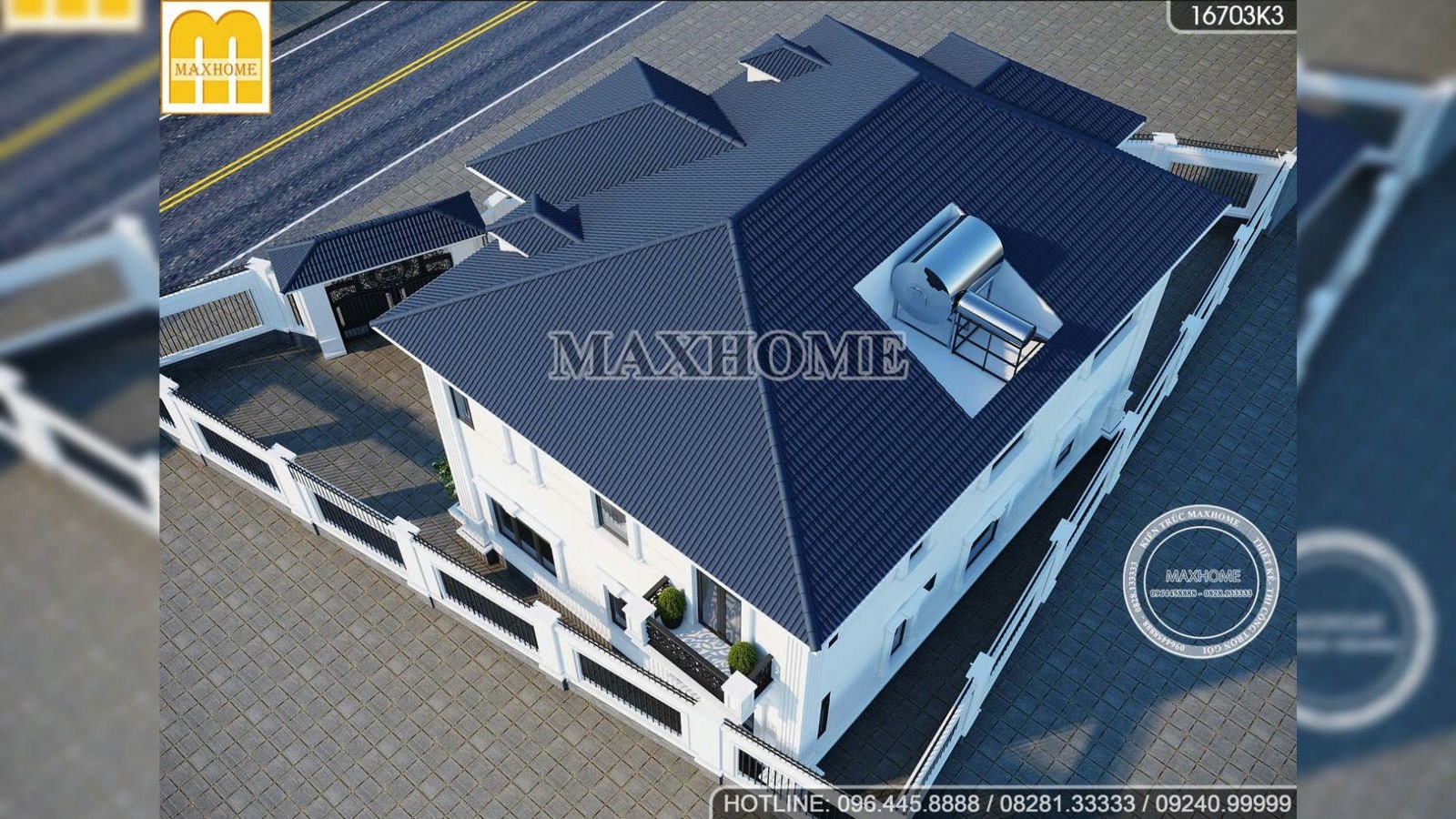 Thiết kế biệt thự tân cổ điển 2 tầng mái Nhật sang trọng ở Sóc Sơn | MH02210