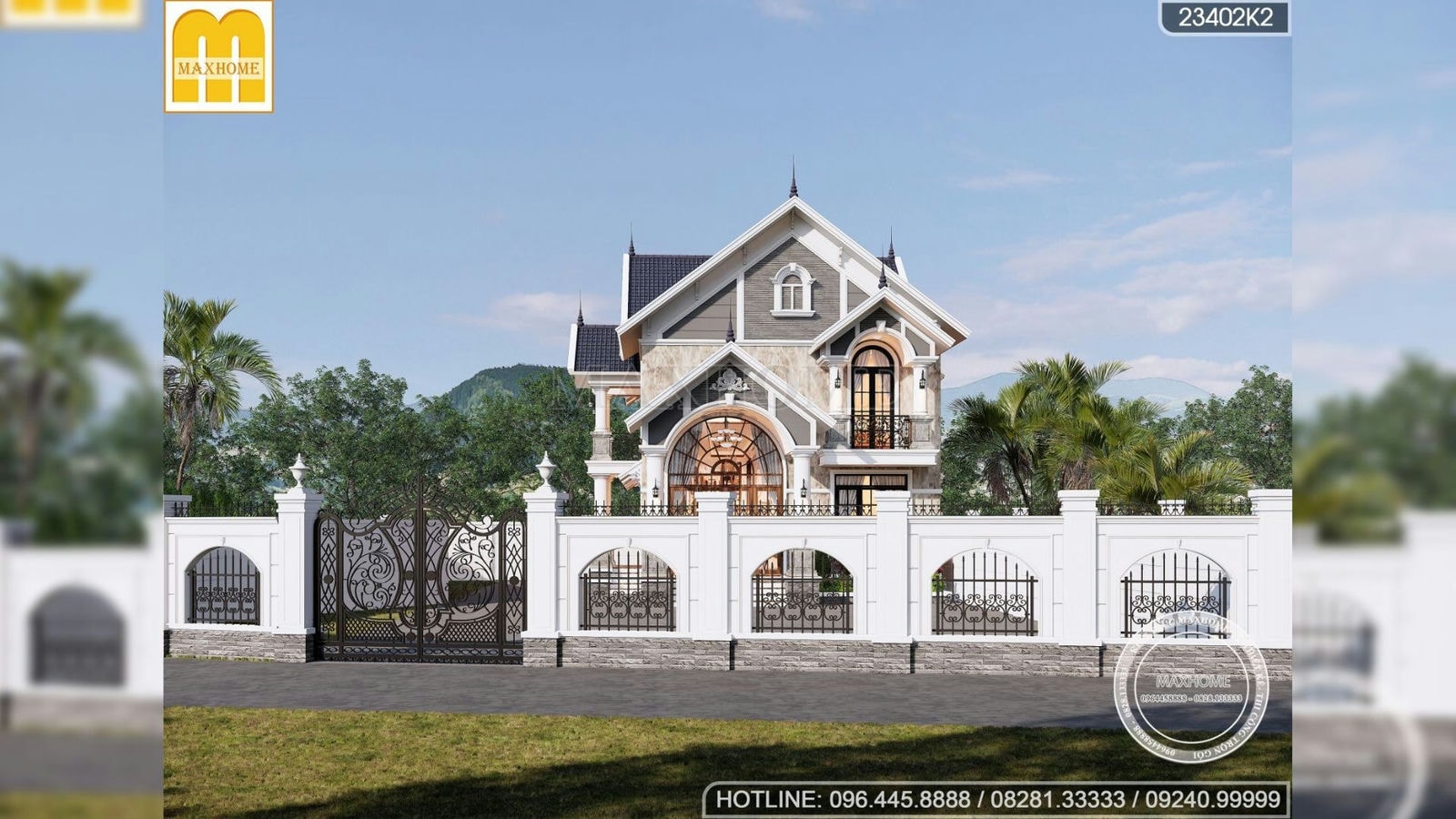 Thiết kế biệt thự tân cổ điển mái Thái 2 tầng dẫn đầu xu hướng 2023 | MH01765