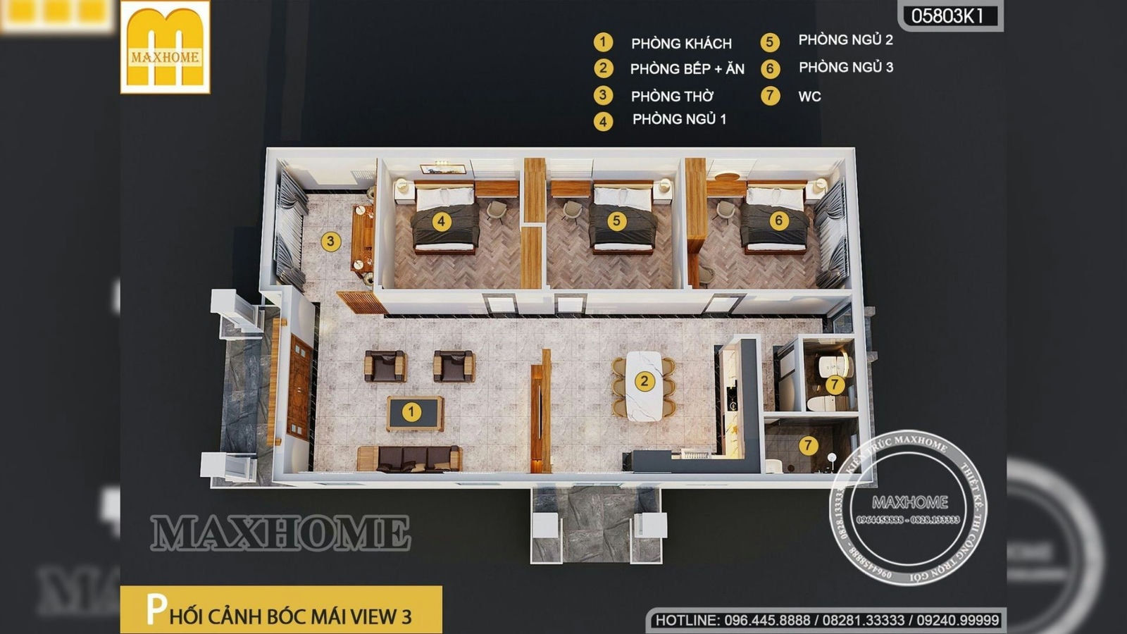 Thiết kế mẫu nhà 1 tầng mái Thái đơn giản, giá rẻ nhất 2023 | MH01783