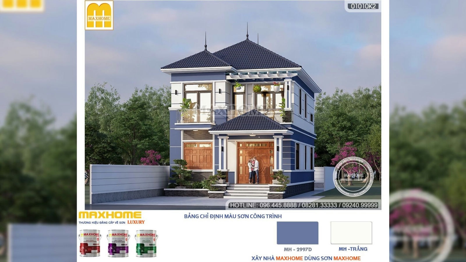 Thiết kế mẫu nhà 2 tầng 5 phòng ngủ cho gia đình đông người | MH02783