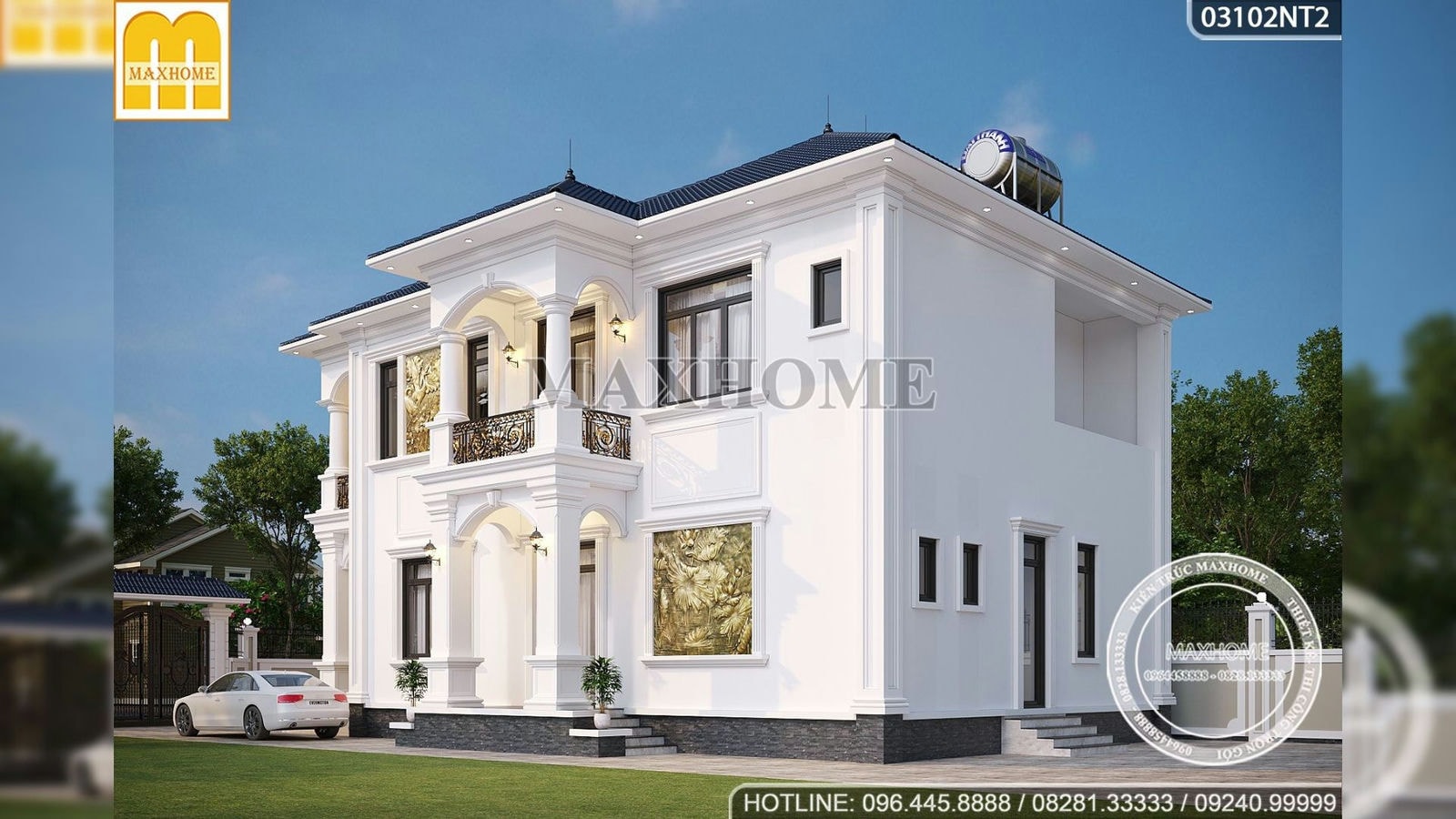 Thiết kế mẫu nhà 2 tầng tân cổ điển đẹp, sang trọng 2023 | MH01706