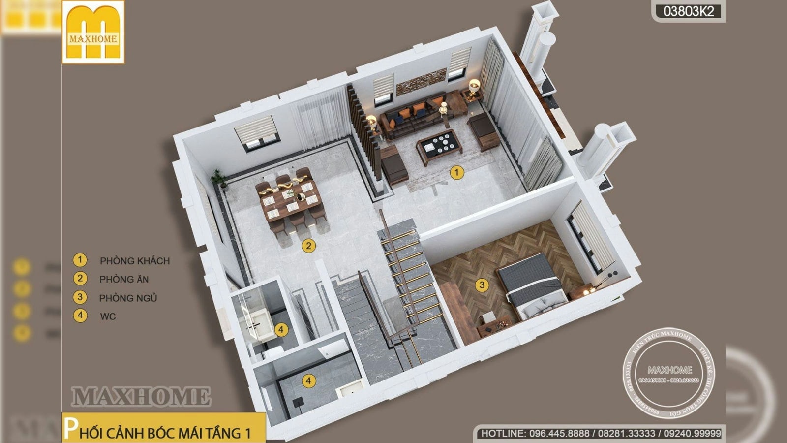 Thiết kế mẫu nhà mái Nhật 2 tầng tân cổ điển 10 x 13,9m tại Sông Lô | MH01742
