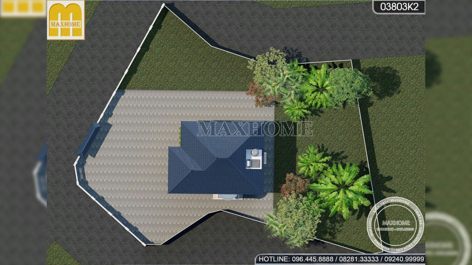 Thiết kế mẫu nhà mái Nhật 2 tầng tân cổ điển 10 x 13,9m tại Sông Lô | MH01742
