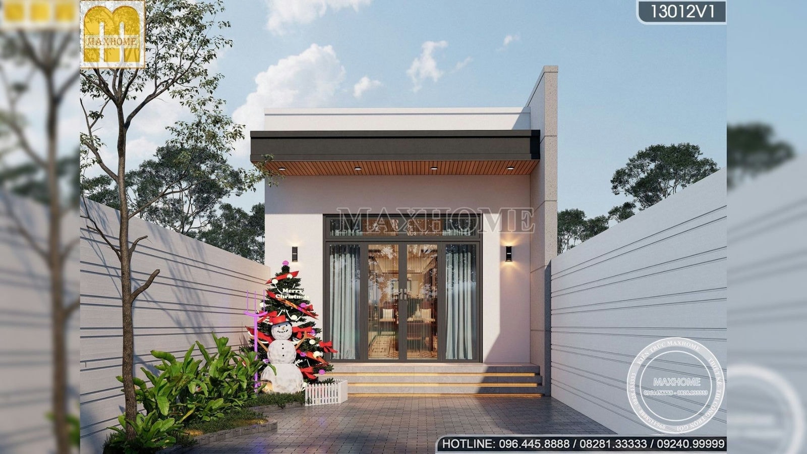Thiết kế nhà 1 tầng hiện đại 5 x 22m mái tôn đẹp chi phí hợp lý | MH01625