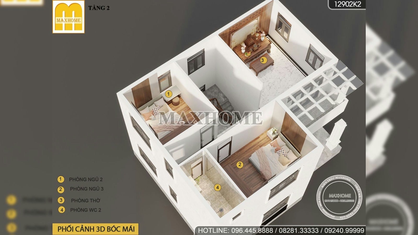 Thiết kế nhà 2 tầng 4 phòng ngủ đẹp và lôi cuốn tại Bắc Giang | MH02391