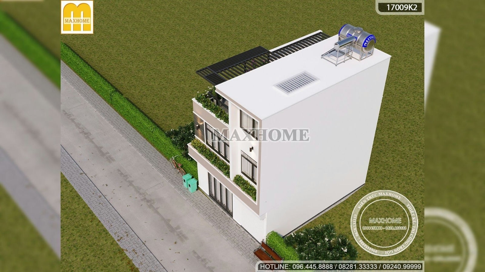 Thiết kế nhà 3 tầng hiện đại mặt tiền 9m tại Quảng Ninh | MH01518