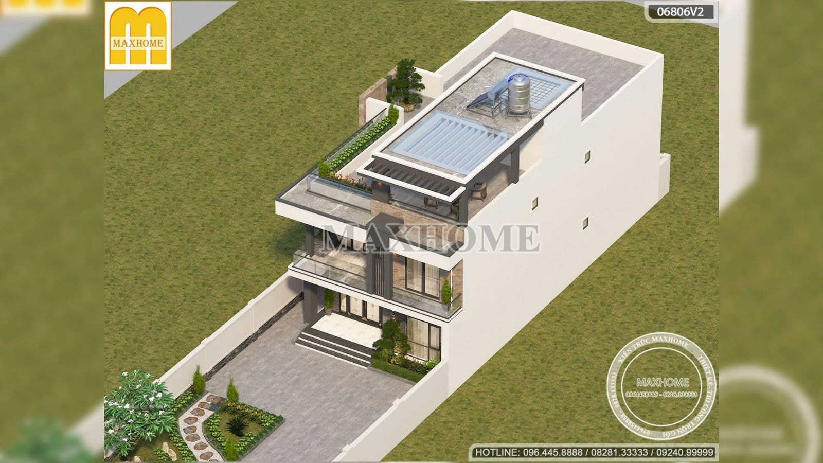 Thiết kế nhà hiện đại 2 tầng 1 tum siêu đẹp với chi phí hợp lý | MH02069