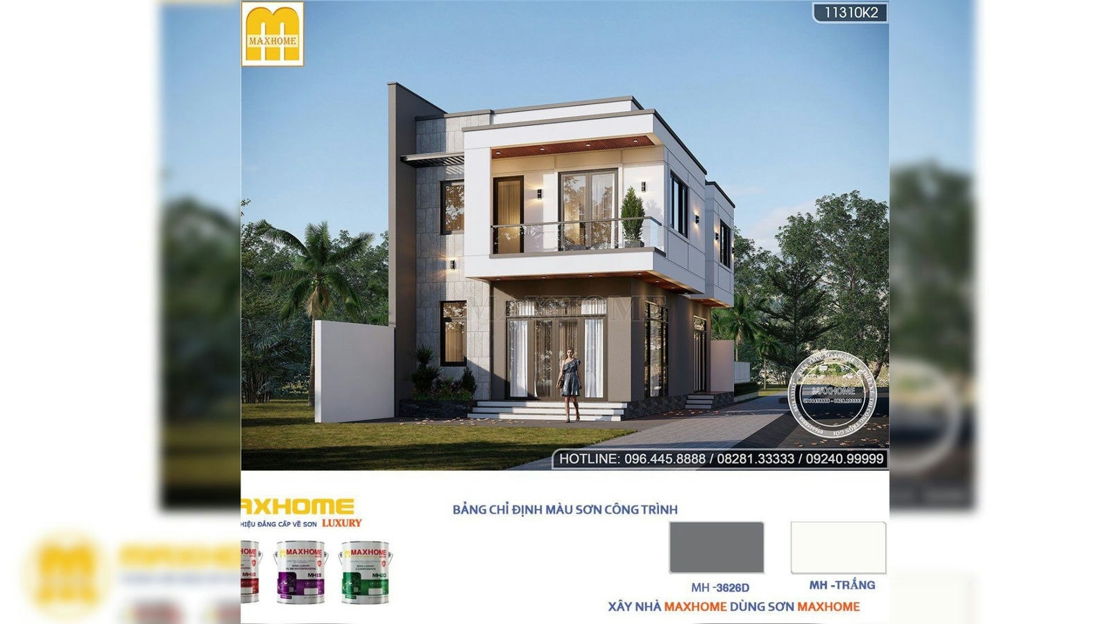 Thiết kế nhà hiện đại 2 tầng đẹp sang trọng tối ưu công năng | MH02635